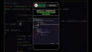 Palindrome Check Using Recursion #cplusplus #recursion #nonightgams #palindrome #learnticode #coders