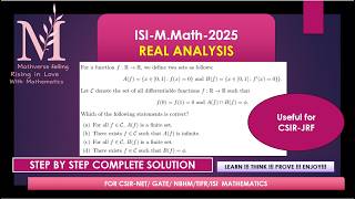 Common Zeroes of f and f'|| ISI 2025 Real Analysis Step By Step Complete Solution