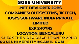.Net Devloper Job Openings for  OutSystems, JK Tech, IOSys Software India Private Limited screenshot 4