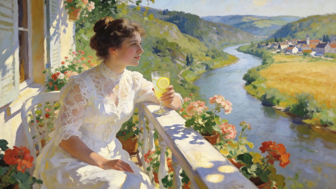 Monet French Summer | Woman in Golden Nature | Relaxing Impressionist Art