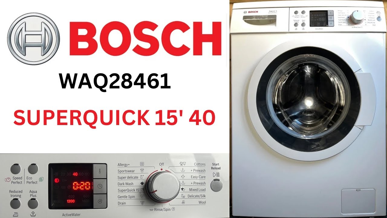 Bosch Exxcel 8 WAQ28461 Washing Machine - SuperQuick 15’ 40