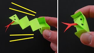 Moving paper snake. Easy Origami - Snake in the box. How to make a moving paper toy.