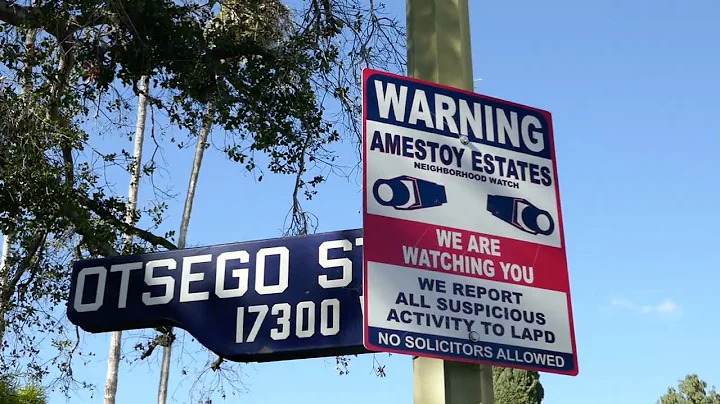 Amestoy Estates Warning Sign Encino California USA...