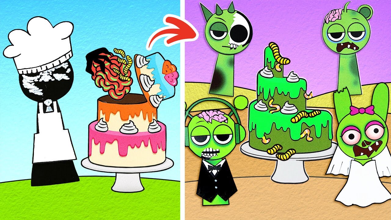 Oh não! Sprunki virou zumbis! *Salve Oren e o casamento rosa no livro-jogo de papel*