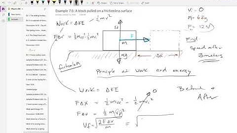 Example 7.6: A block pulled on a frictionless surface - Pusko