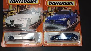 2016 Alfa Romeo Guilia 2021 and 2022 Matchbox 2 Colors White & Blue Unboxing and Review! Comparison