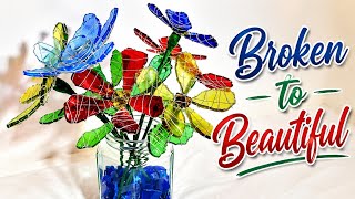 Turn Broken Bottles Into Beautiful Glass Flowers
