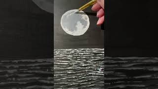 The moon rises 🌕🌌🌊 acrylic painting