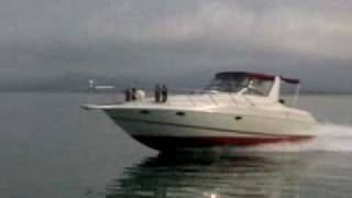 Chris Craft Crowne 322 at speed off shell island, Wales