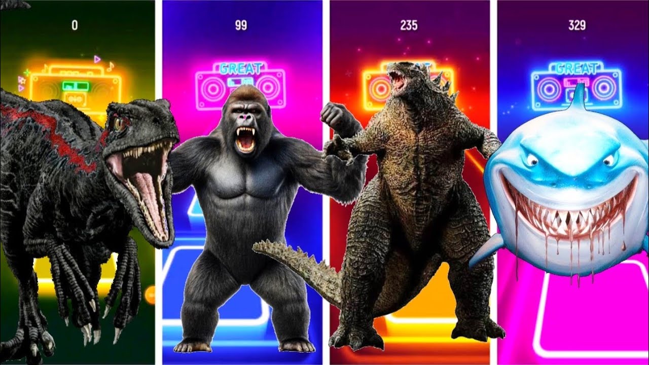 MJurassicWorld🦖🦖 Mosasaurus VS TheDinasaurVs The Tyranosaurus Vs TheMegalodon Coffin I TilesHop🦖