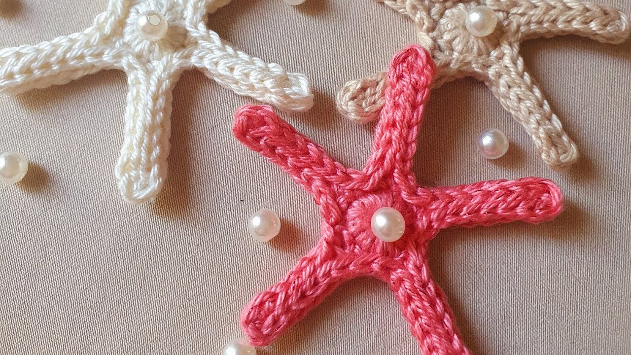stella marina 3D uncinetto crochet estate decorazione spilla borsa fermacapelli collana lanterna