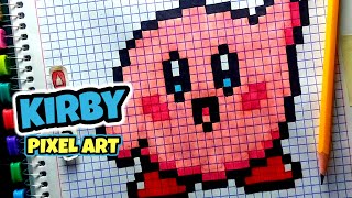 Como Dibujar a KIRBY kawaii (pixel art) PASO A PASO FACIL | how to draw kirby