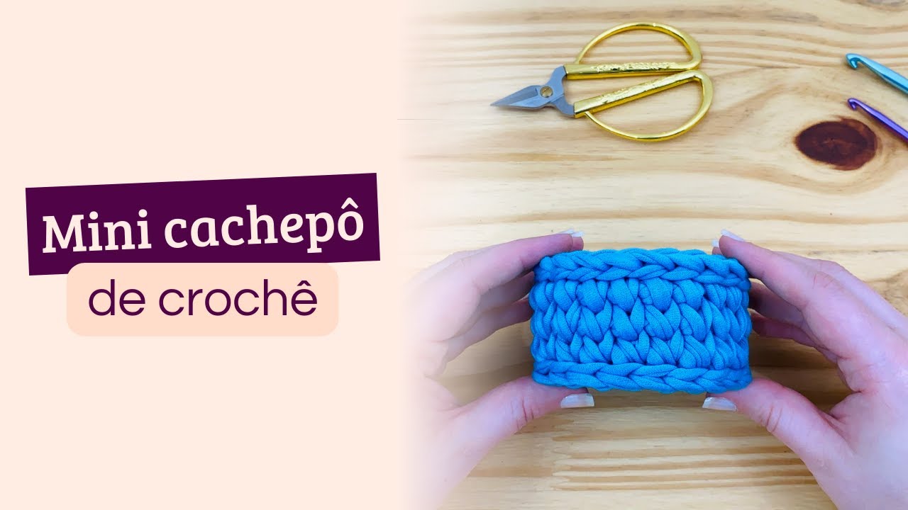 Mini cachepô de crochê com fio de malha - Destro