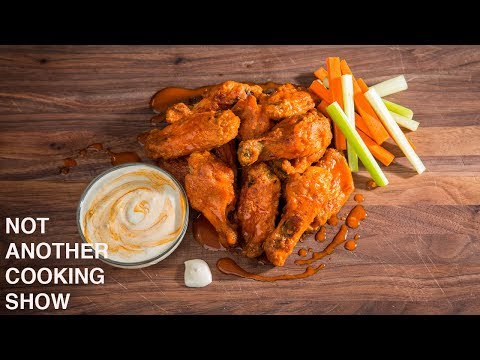 CRISPY OVEN BAKED BUFFALO CHICKEN WINGS WITH HOMEMADE BLUE CHEESE DRESSING