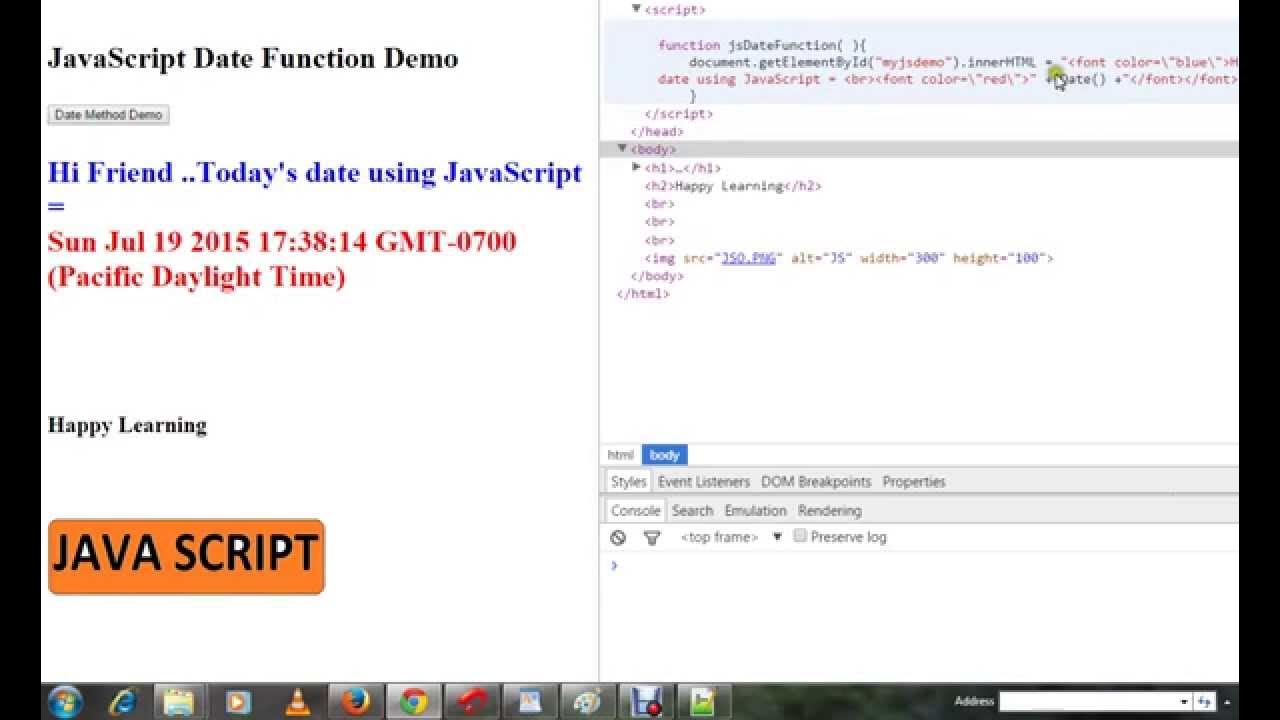 How To Display Date In Javascript