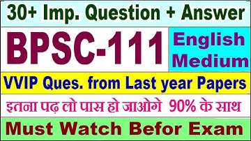 BPSC 111 important questions with answer in English | bpsc 111 Previous Year Question Paper