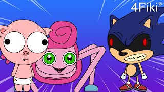 MOMMY LONG LEGS LE TEME A SONIC.EXE POPPY PLAYTIME | FIND PIGGY #4Fiki® #Risa