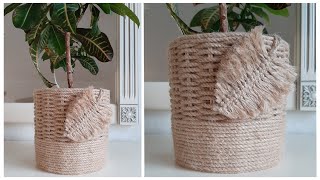 картинка: DIY Шикарный Цветочный ГОРШОК из джутового каната
