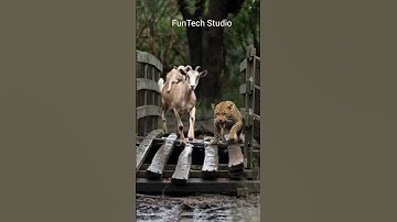 The goat started running with its child to save itself from the leopard #animals #nature #shorts