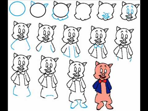 How To Draw Porky Pig Step By Step Drawing Tutorial - YouTube