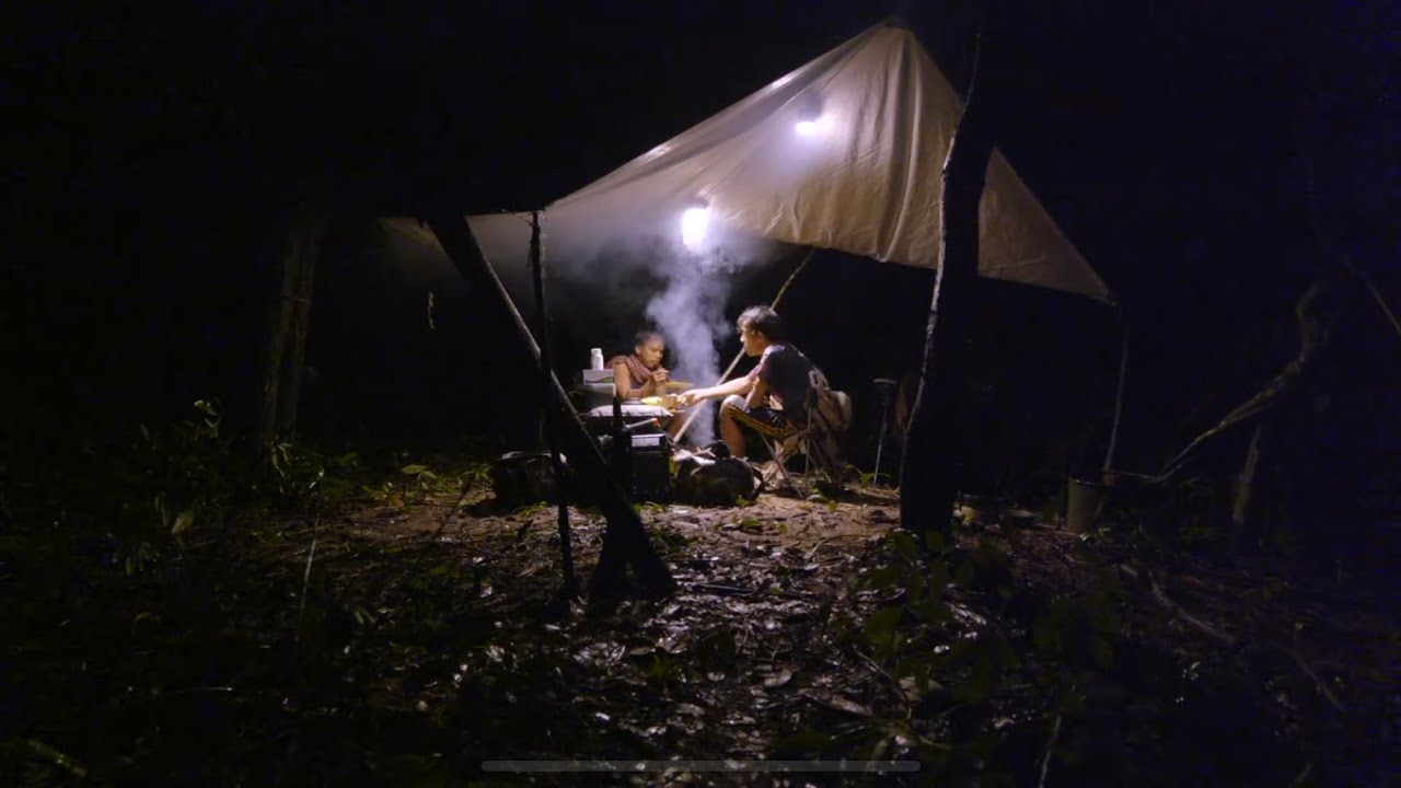 Rainseason camping in forest បោះតង់រដូវភ្លៀងធ្លាក់
