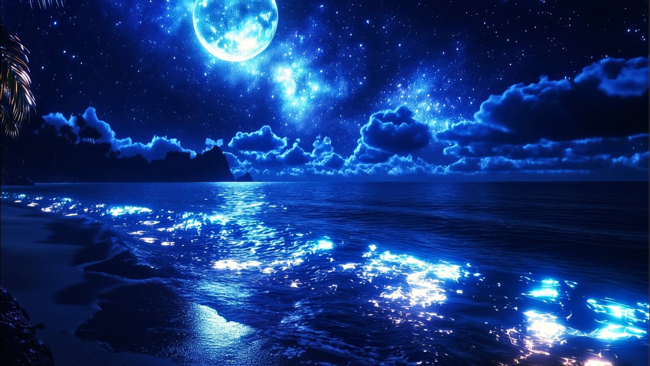 Dark Ocean Waves for Sleep | Calm Night Ambience