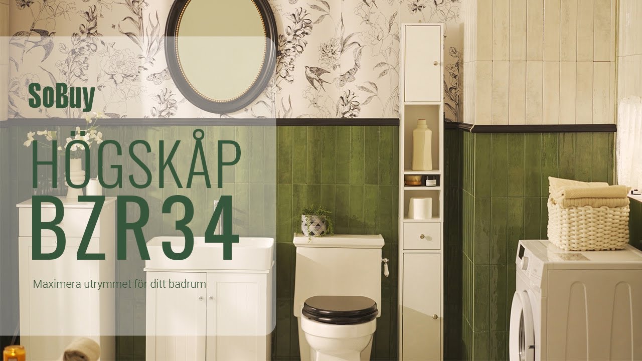 SoBuy Högskåp丨Förvaringsskåp丨Badrumsskåp丨 Skåp丨BZR34