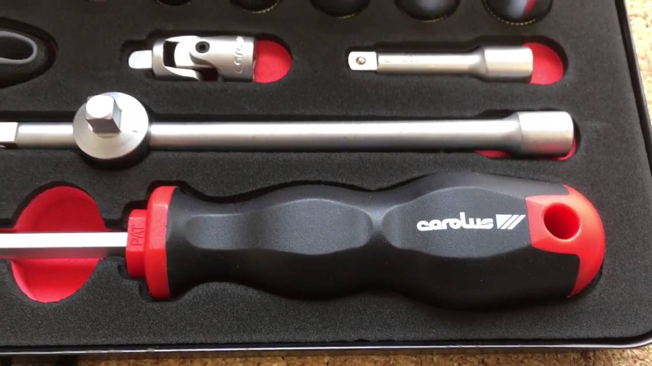 CAROLUS GEDORE 1/4" Sq Dr Ratchet Socket & Screwdriver Bit Set 4430.100