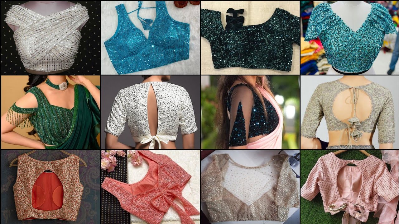 Sequin blouse designs | Blouse neck designs | Blouse back neck designs | Blouse sleeves Design |