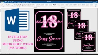 PINK NEON GLOW | How to make DEBUT INVITATION in Microsoft Word (MS Word) | Cassy Soriano screenshot 5