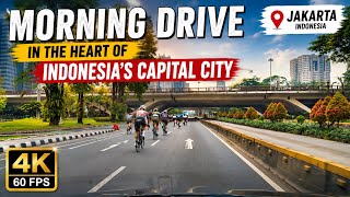 Sudut Pandang Mengemudi di Jakarta 🇮🇩 Perjalanan Pagi Hari Melalui Ibu Kota Indonesia yang Ramai | 4K | 60FPS