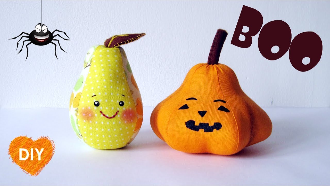 DIY. How to make a kawaii pear and pumpkin for Halloween. FREE Pattern in description.