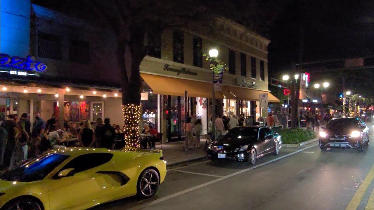 Atlantic Ave, Delray Beach Florida Saturday Night. February 2021