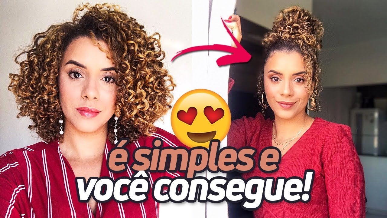 COMO FAZER COQUE EM CABELO CACHEADO | Coque em Cabelo Curto Cacheado