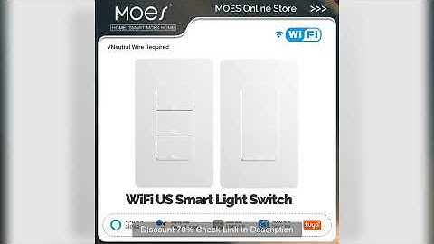 MOES Tuya Wi-Fi Smart Light Switch US Single Pole Push Button Wall Switch Work With Alexa Google Hom