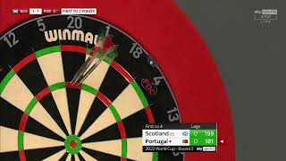 Jose de Sousa busts 181 with 180 Score - World Cup of Darts 2022 - Funny Mistake Miscount screenshot 3