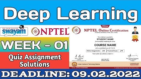 NPTEL 2022: Deep Learning Week 1 Assignment 1 Quiz Answers | Deep Learning Course by IIT Kharagpur