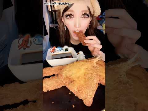 イカフライとアジフライfeatおにぎり🥰【咀嚼音】#asmr #mukbang #eating