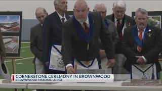Brownwood Masonic lodge sets cornerstones for school sports facilties