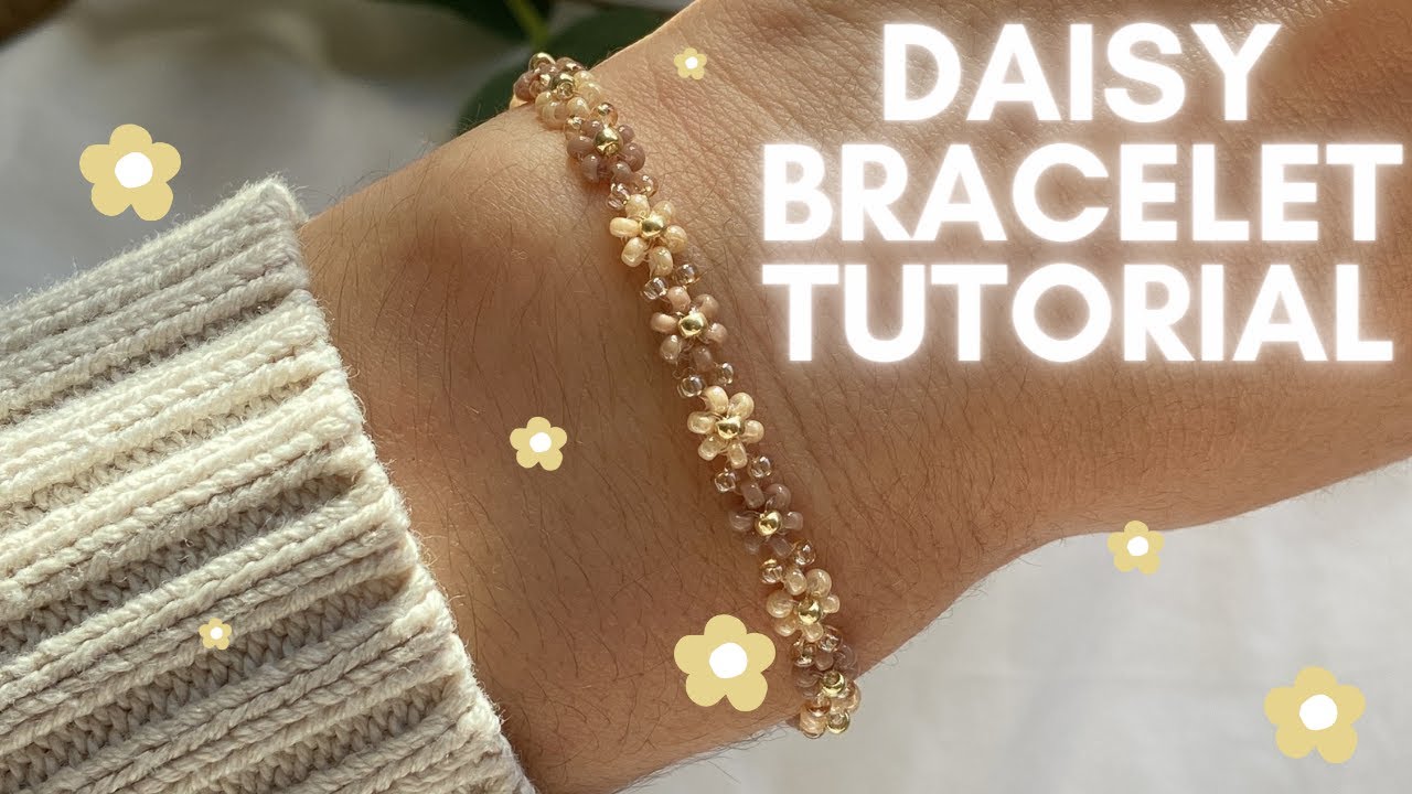 Big Metal London Daisy Beaded Bracelet in Gold | Lisa Angel