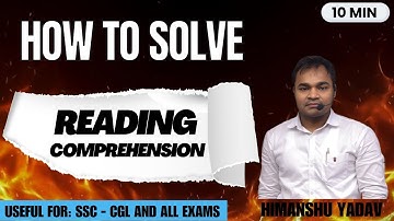 How to SOLVE long Reading Comprehension for SSC CGL, Banking Exams, CDS, NDA