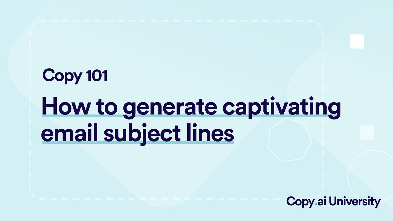How to Generate Email Subject Lines Using Copy.ai - YouTube