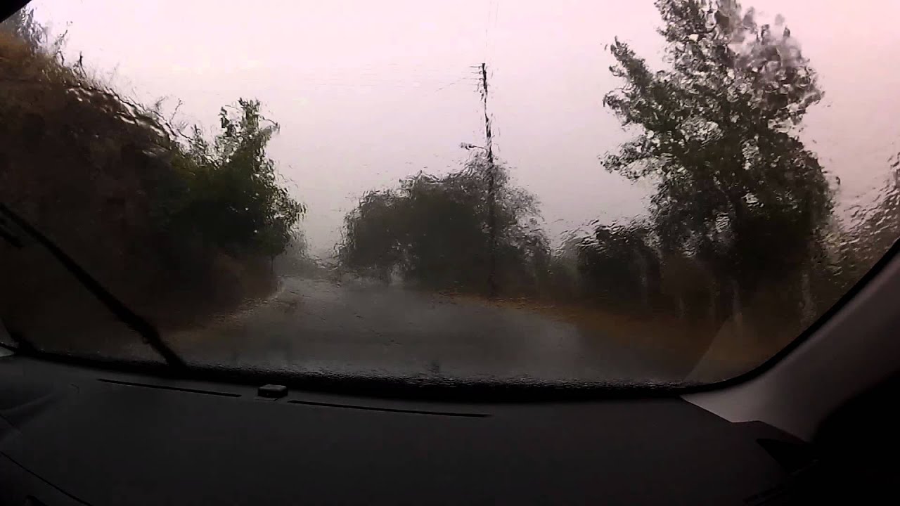 Driving in a heavy rain and hail storm (mountain road driving) - onboard camera