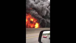 Driving Past Fire Under Atlanta Interstate