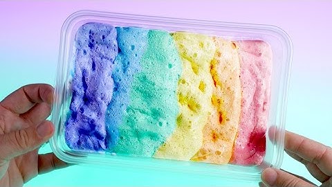 How to make Rainbow Bubbly Slime! DIY Cotton Candy Fluffy Slime Recipe