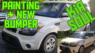 Kia Soul painting and replacing front bumper and fender