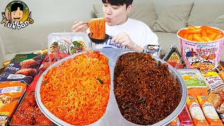 ASMR MUKBANG convenience store store, FIRE Noodle, HOT DOG, GIMBAP, Tteokbokki EATING SOUND !