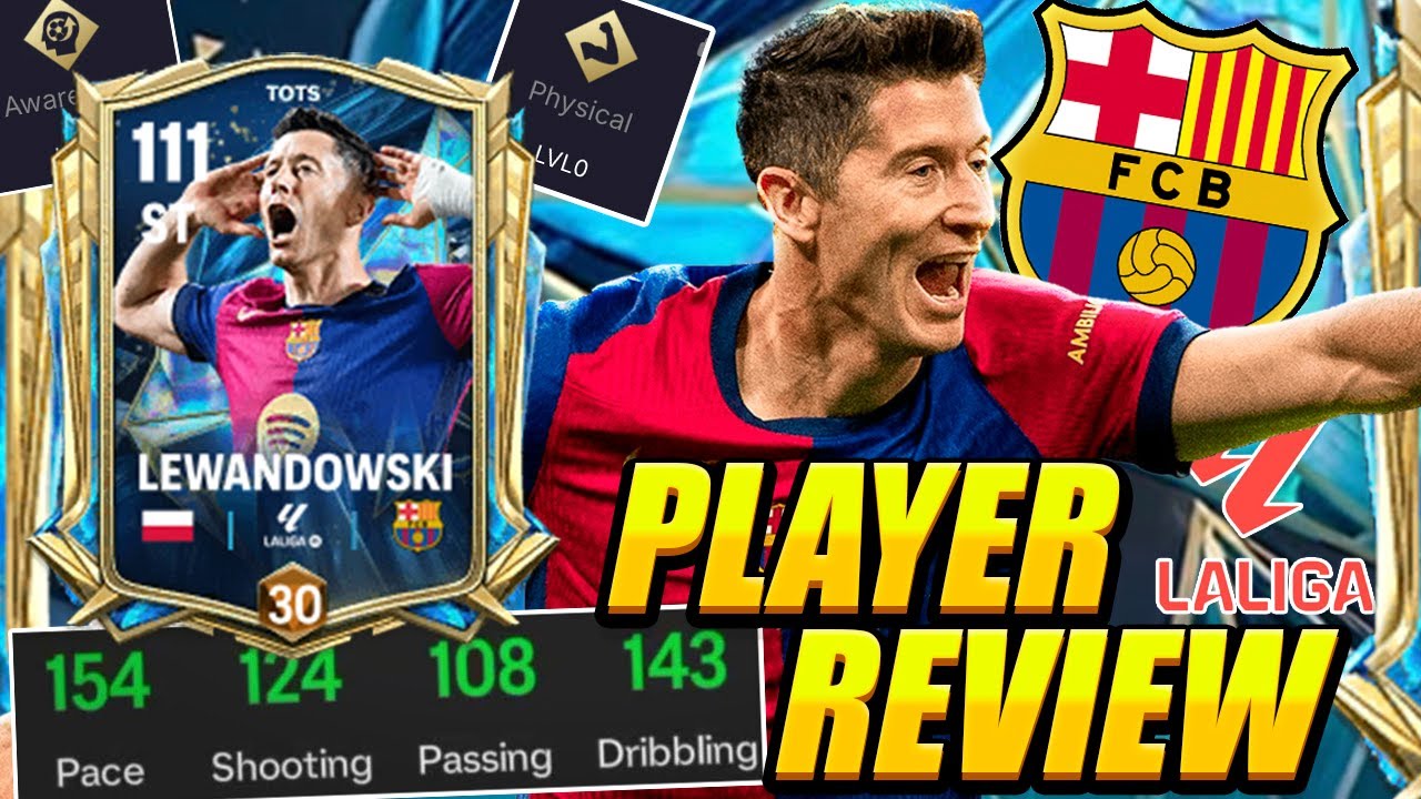 REVIEW TOTS LEWANDOWSKI PLAYER REVIEW! FC MOBILE LEWANDOWSKI REVIEW! TEAM OF THE SEASON LEWA REVIEW!