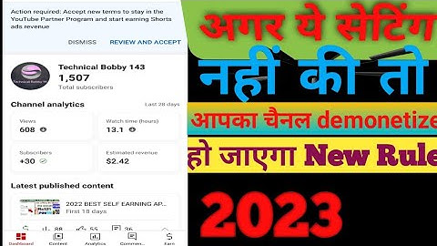 Youtube Monetization New Update 2023| Terms Accept Jaldi karo