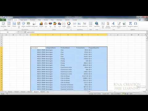 pivot table using